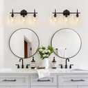MOKATNG 3-Light Bathroom Light Fixtures, Black Vanity Lights for Bathroom with Clear Glass, 19.5 Inch Bathroom Lighting Fixtures Over Mirror, Modern Wall lamp for Cabinet Hallway
