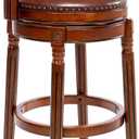 Bar Stools Modern Swivel Barstools,Kitchen Counter Genuine Leather Upholstered Island Barstool with Footrest for Home Kitchen Dining Room (Brown, Seat Height 29.5 in)