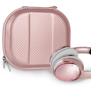 Geekria NOVA Headphones Case Compatible with Bose QC Ultra II, QC Ultra, QC45, QC 35 II, QC25, QCSE, Replacement Hard Shell Travel Carrying Bag with Cable Storage (Rose Gold)