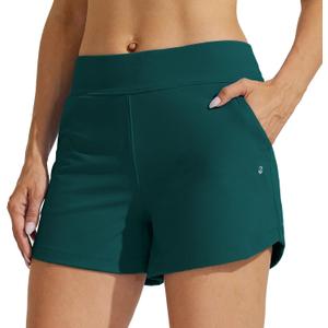 Willit Women's Swim Board Shorts Swimming Bottoms Tummy Control Beach Shorts with Liner (Teal)