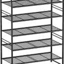 MWQ 27Wide Shoe Rack, 5 Tier Metal Shoe Organizer Storage Shelf for Closet, Stackable & Adjustable, Black