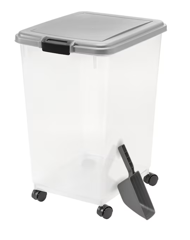 IRIS X-large Clear/Gray Rolling Tote with Latching Lid