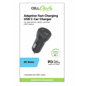 Cell Candy Adaptive Fast Charging USB C Car Charger 20W