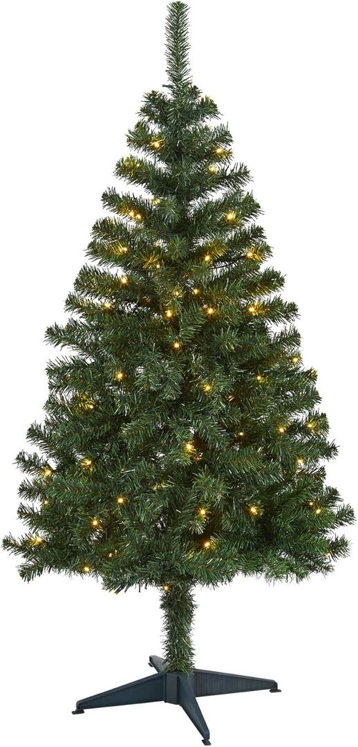 Nearly Natural 4ft. Northern Tip Pine Artificial Christmas Tree with 100 Clear LED Lights