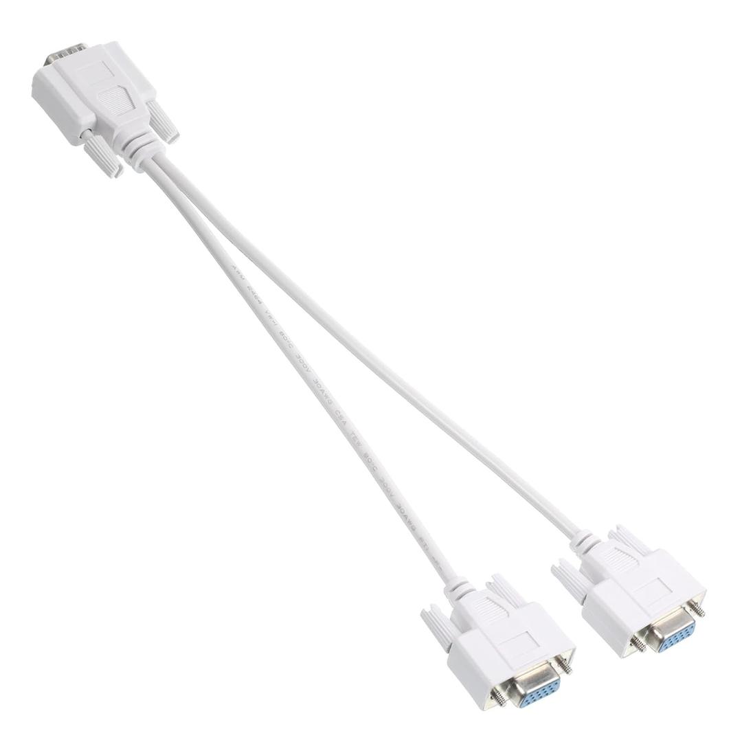 DB9 Y Splitter Cable RS232 Serial Cable 30 cm Straight Through DB9 9 Pin 1 Male to 2 Female Monitor Computer Cables for Data PC Communication Connect Serial Interface Devices (White)