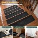 MBIGM 8" X 30" (15 in Pack) Non-Slip Carpet Stair Treads Non-Skid Safety Rug Slip Resistant Indoor Runner for Kids Elders & Pets with Reusable Adhesive - Black - Carpet Pads for Stairs