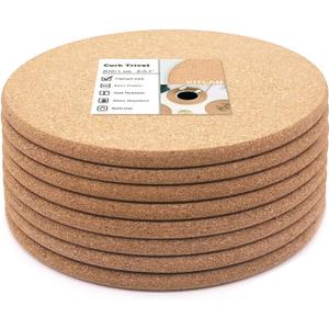 Cork Trivet, 8 Pack High Density Thick Cork Trivets for Hot Dishes, 8 Inch Heat Resistant Large Coaster for Kitchen, Hot Pads for Table & Countertop