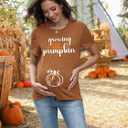 Maternity Shirts for Halloween Thanksgiving Pregnancy Clothes Funny Skeleton Pumpkin Pregnant Announcement Tshirt (Gray, S)