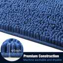 LOCHAS Luxury Bathroom Rug Shaggy Bath Mat 24 x 48 Inch, Washable Non Slip Bath Rugs for Bathroom Shower, Soft Plush Chenille Absorbent Carpets Mats, Blue
