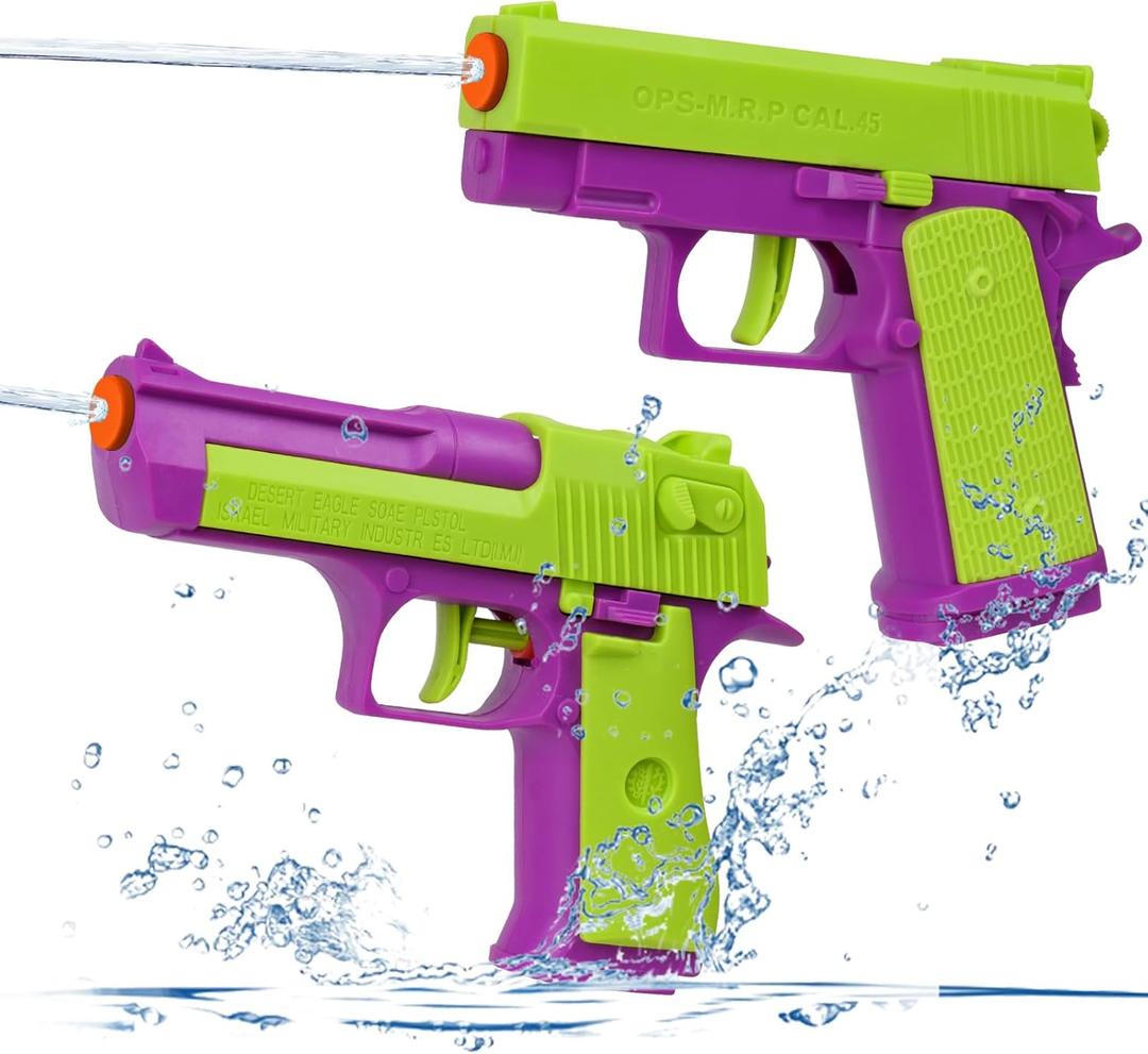 2 Pack Water Gun for Kids - Squirt Guns Water Blaster Soaker 100CC Capacity Water Pistol Toys for Boys Girls Toddlers, Ideal Summer Gifts for Swimming Pool Beach Outdoor Water Toys