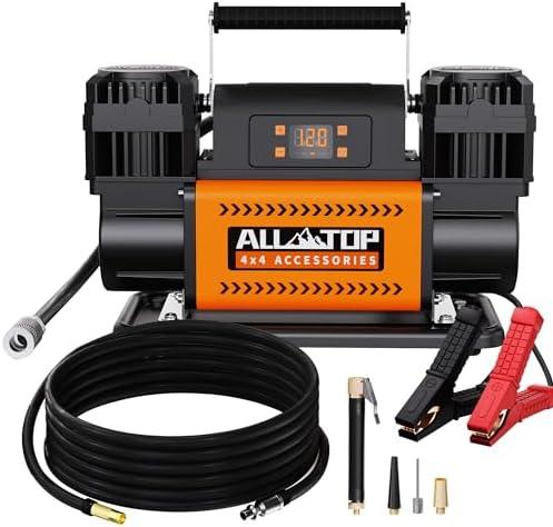 ALL-TOP 12V Air Compressor w/LCD Control Panel to Preset Target Pressure, 150PSI 12.35CFM Air Pump Inflator for Overland (Dual Cylinder)