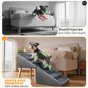 Dog Stairs & Ramp for High Bed & Couch,22.8" 6-Step Foldable Split Ottoman