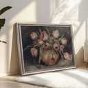 Framed Vintage Canvas Wall Art Decor, Moody Flower Farmhouse Wall Prints for Bedroom Bathroom Office, Rustic Posters for Living Room Aesthetic, Nature Painting Artwork, 20"L x 16"W