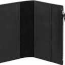 A5 Leather Pocket Insert for Journal – Handmade Genuine Leather Organizer with 3 Card Slots & Large Zipper Pocket, Refillable Journal Accessory for A5 Notebooks 5.8" x 8.3", Black