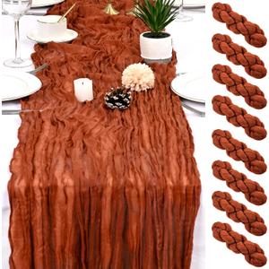 8 Pack Terracotta Cheesecloth Table Runner 17x108 inch Boho Gauze Cheese Cloth Table Runners for Wedding Party Baby Bridal Shower Home Decor