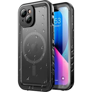 SPORTLINK for iPhone 13 Case Waterproof - Buit in Screen Protector [Compatible with MagSafe][IP68 Underwater][6.6FT Military Dropproof][Dustproof] Full Body Shockproof Case 6.1" Black
