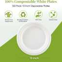 ECOLipak 100% Compostable 10 Inch Heavy Duty Paper Plates, 150 Pack Disposable Biodegradable Eco-friendly Sugarcane Bagasse Plates for Dinner Party(White)