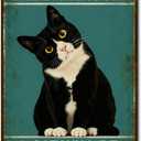 4 x Funny Cat Bathroom Sign for Cat Lovers - "A Cat Will Be With You Shortly" Vintage Wall Art, Unique Gift 8x12 Inch (2908)