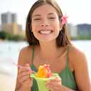 Boao 200 Pcs 8oz Colorful Flower Snow Cone Cup with Spoon Straw Flower Shaped Plastic Leakproof Shaved Ice Cream Bowl Reusable Snack Cups for Kid Birthday Hawaii Party Supplies, Easy Grip