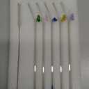 5 Pcs Reusable Straws Clear Glass Straws Colorful Butterfly Design Size 7.8" x 8mm with 1 Cleaning Brush for Smoothies, Milkshakes, Juices, Teas (Colorful Butterfly)