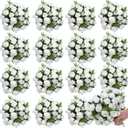 Zeyune 16 Bunches 12 Inch Artificial Mini Rose Bouquet 160 Heads Bridal Flower Bouquets Fake Silk Rose Bulk for Wedding Bridal Shower Christmas Home Office Garden Decoration(White)