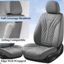 Coverado Car Seat Covers Full Set, 5 Seats Front Seat Cover and Back Seat Covers for Cars, Automotive Seat Covers Nappa Leather Waterproof Seat Covers, Car Seat Protectors Universal for Cars Gray
