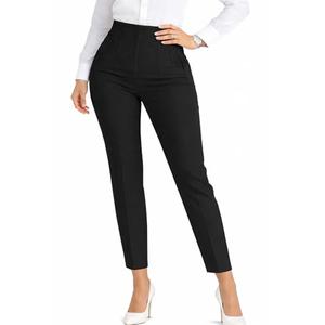 LOVESHOOT Womens High Waisted Pants 2025 Trendy Pleated Straight Leg Dress Pant Business Work Casual Trousers with Pockets Size Large Black