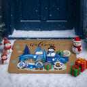 Timgle Winter Door Mat Non Slip Farmhouse Welcome Mats Outdoor Indoor Snowman Gnome Snowflake Front Porch Rugs Christmas Door Mats Winter Decorations for Home Decor Gifts, 27.6 x 15.7 Inch