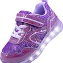YESKIS Toddler Boys Girls Light Up Shoes LED Flashing Lightweight Mesh Breathable Adorable Running Sneakers for Toddler and Little Kid (9 Toddler, Dark Purple Light Up Shoes)