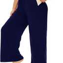 ZORBA Women's Plus Size Wide Leg Casual Palazzo Pants High Waist Yoga Comfy Loose Lounge Pants with Pockets Drawstring (XX-Large Plus, Navy)
