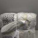 Hyde Lane Farmhouse Bedding Comforter Sets King, Ivory Boho Bed Set,Cotton Top with Modern Neutral Style Clipped Jacquard Stripes, 3-Pieces Including Matching Pillow Shams (104x90 Inches)