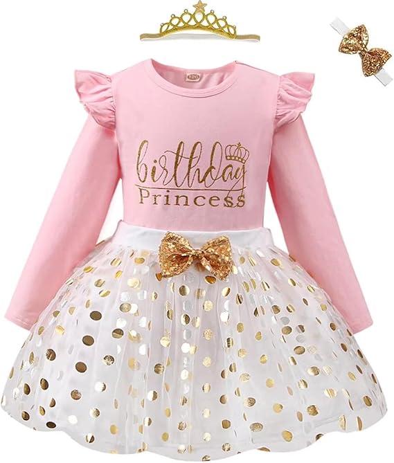 Toddler Kids Baby Girls Birthday Princess Outfits Dress Vest Tank Top Dot Mesh Tutu Skirt, Size 120