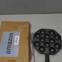 Anxingo Cast Iron Takoyaki Pan - 12 Hole Heavy Duty Square Cooking Plate Octopus Ball Maker 1.5" Half Sphere Takoyaki Maker for Baking Cooking