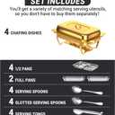 Chafing Dishes for Buffet, 8 Qt High Grade Chafing Dish Buffet Set, Rolled-Edge Design Food Warmers for Parties, Buffet, Wedding, Birthday, Camping 4 Pack 6 Pans [Gold]