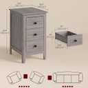 VASAGLE Side End Table with 3 Storage Drawers, Nightstand Farmhouse, 18.9"D x 14.2"W x 24.8"H