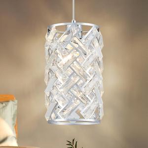 Modern Chrome Crystal Pendant Light Fixture Adjustable Mini Chandelier Hanging Light for Kitchen Island, Dining Room, Bedroom, Hallway, or Foyer