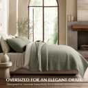 EVERGRACE Cotton Sateen Pick-Stitch Quilt Set Queen Size 100% Cotton Lightweight Coverlet Bedding, Pre-Washed Oversized Bedspread, Breathable All-Season Quilt Set with 2 Shams, Eucalyptus Green, Full/Queen