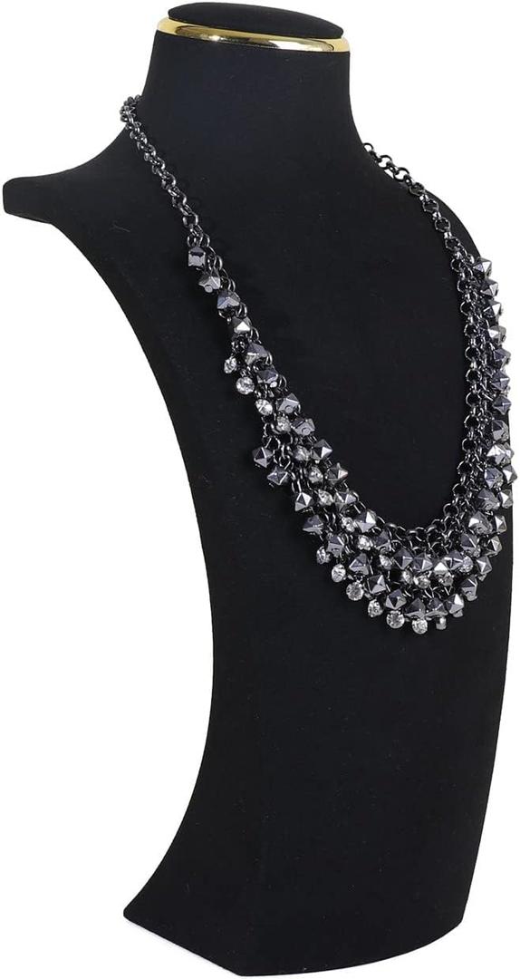GemeShou Black Necklace Display Stands for Selling, Velvet Necklace Storage Organizer, Necklace Mannequin Jewelry Bust Holder for Boutique Store【Black-Large Height 13 inch】