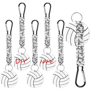 6PCs Ball Braided Lanyard Keychain, Ball Keychain with Hook and DIY Card,Backpack Charms Team Gifts for Sport Fan