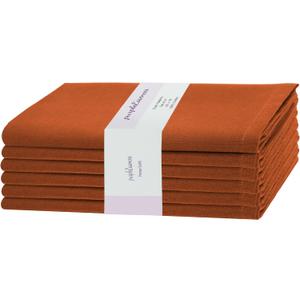 PurpleEssences Rust Set of 6 Cloth Dinner Napkins 100% Cotton 18x18 Inch - Soft Durable Washable - Ideal for Farmhouse Party Fall Thanksgiving - Perfect Everyday Use Table Linen - Rust