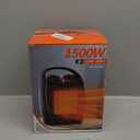 Kismile Small Electric Space Heater Ceramic Space Heater,Portable Heater Fan for Office with Adjustable Thermostat and Overheat Protection ETL Listed for Kitchen, 750W/1500W(Black) (Luxury Black-Built-in Handle)