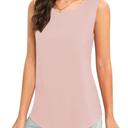 Women's Sleeveless Chiffon Tank Top Business Casual Blouse Tunic Top, Large 