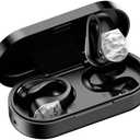 aigo Open Ear Earbuds, Wireless Bluetooth Earphone, Clip on Headphones, Over The Ear Earbuds for Fitness Running Gym Workouts, Built-in Mic, Wireless Charging, Black Headset