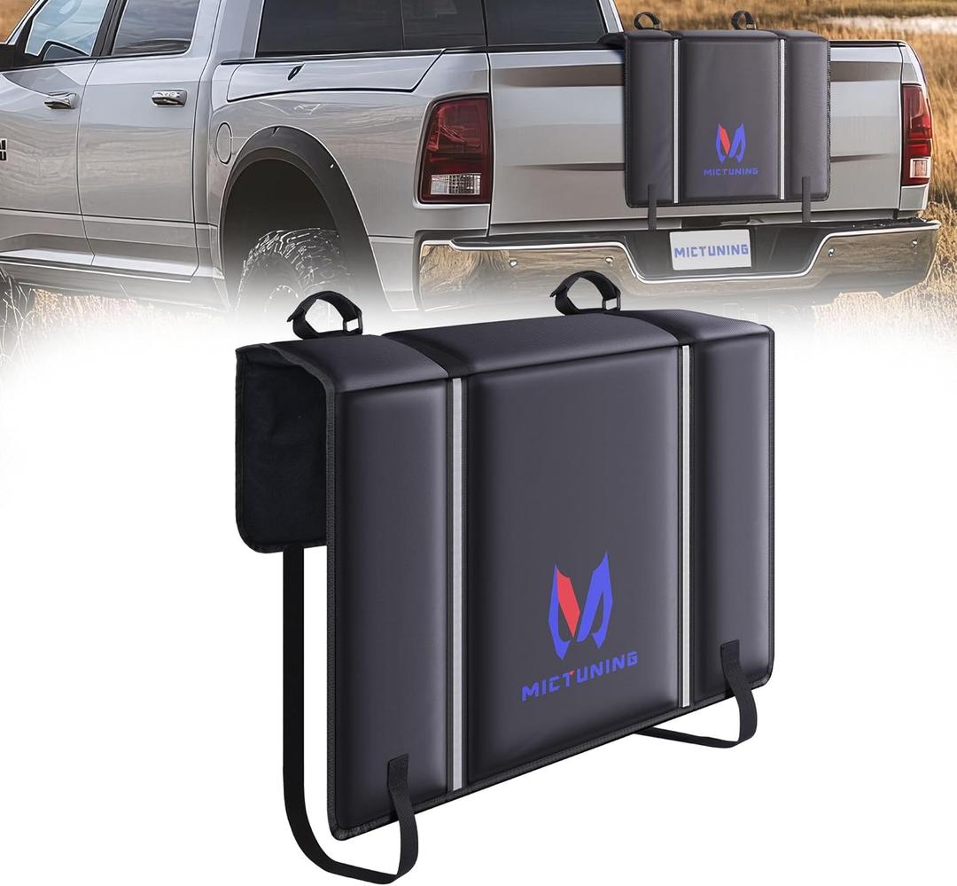 MICTUNING Tailgate Bike Pad for Mountain Bike, Secure 2 Bikes on Truck, ScratchResistant Tailgate Pad with Reflective Strips and Tool Pocket, for Outdoor Bicycle Transportation