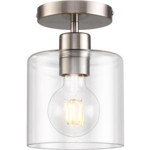 Brushed Nickel Semi Flush Mount Ceiling Light,Modern Ceiling Light Fixture for Closet Hallway Entryway Fixture Brushed Nickel Finish 1 Pack
