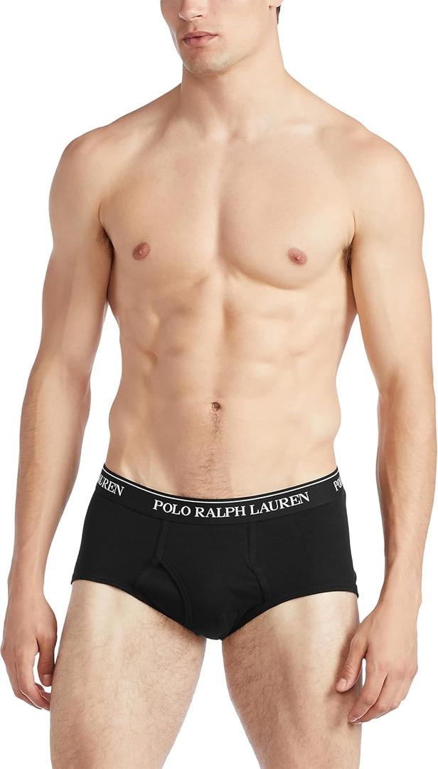 POLO RALPH LAUREN Classic Fit w/ Wicking 4-Pack Briefs, Black, XL