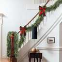 6ft Artificial Norfolk Pine Christmas Garland with Green Berries, Real Touch Winter Greenery Garland for Home, Fireplace, Table, Mantle, Porch, Indoor Outdoor Holiday Decor