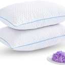 Shredded Memory Foam Pillows for Sleeping 2 Pack - Cooling Bed Pillows Standard Size Set of 2 - Firm Pillow for Side and Back Sleepers Adjustable Gel Pillow with Removable Cover
