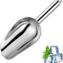 Metal Ice Scoop 6 OzKitchen Ice Scooper for Ice Maker, Small Food Scoops for Bar Party Wedding Pet Dog Food, Stainless Steel Silver