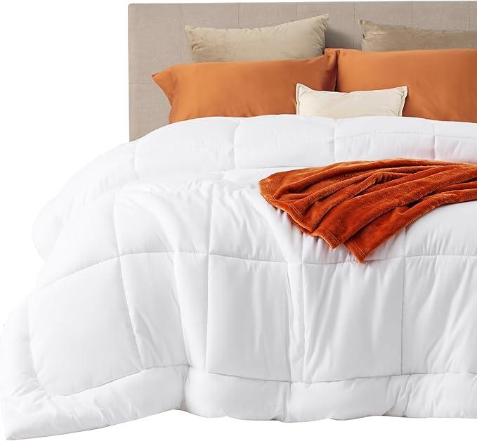 Bedsure Comforter Duvet Insert - Quilted Comforters King Size, All Season Duvet, GentleSoft™ Down Alternative Bedding, with 8 Tabs, Gifts for Women/Men, White, King 90" x 102"